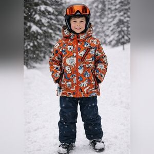 686 Boys Snowboard Ski Jacket Hood Pockets Vents Snow Skirt Waterproof Large